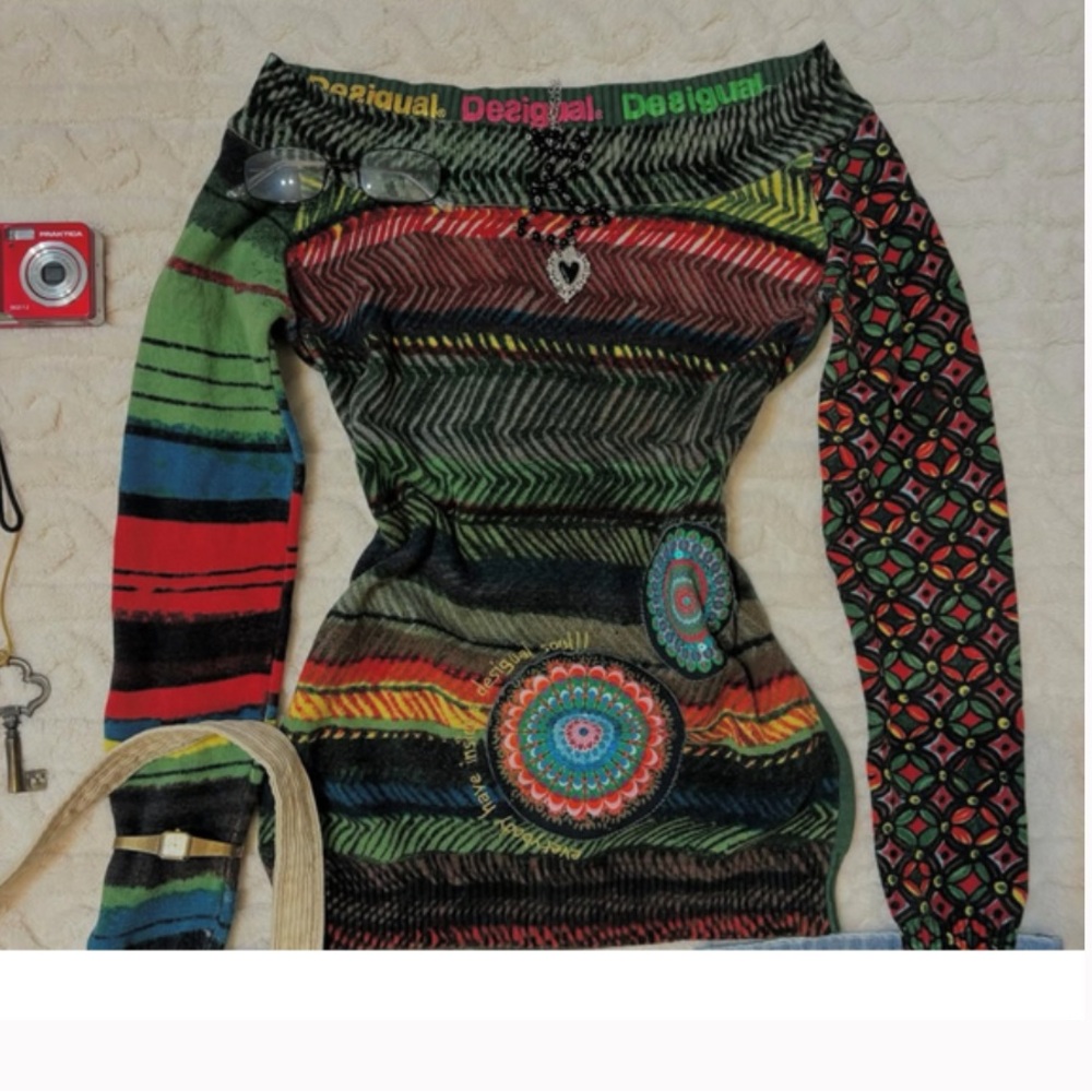 Desigual Colorful Geometric Knit Top